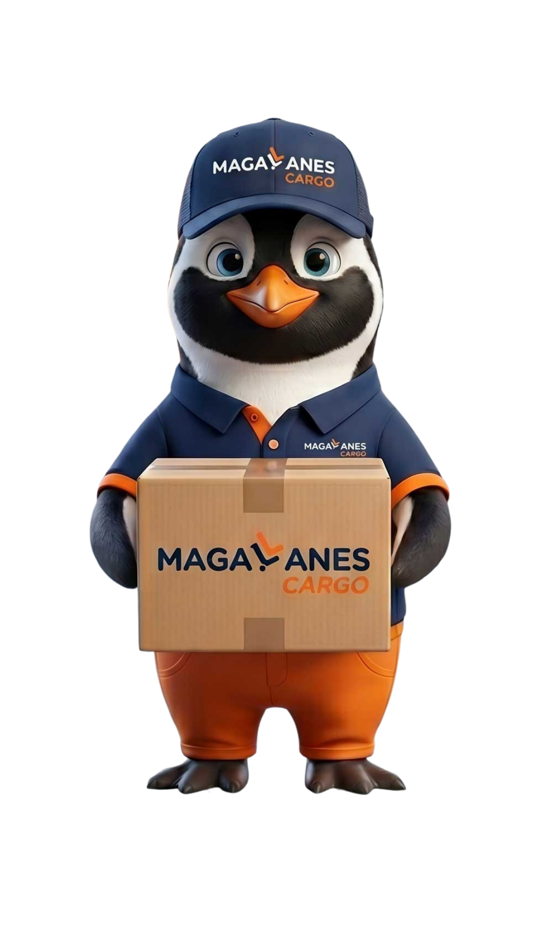 Mascota de Magallanes Cargo entregando un paquete
